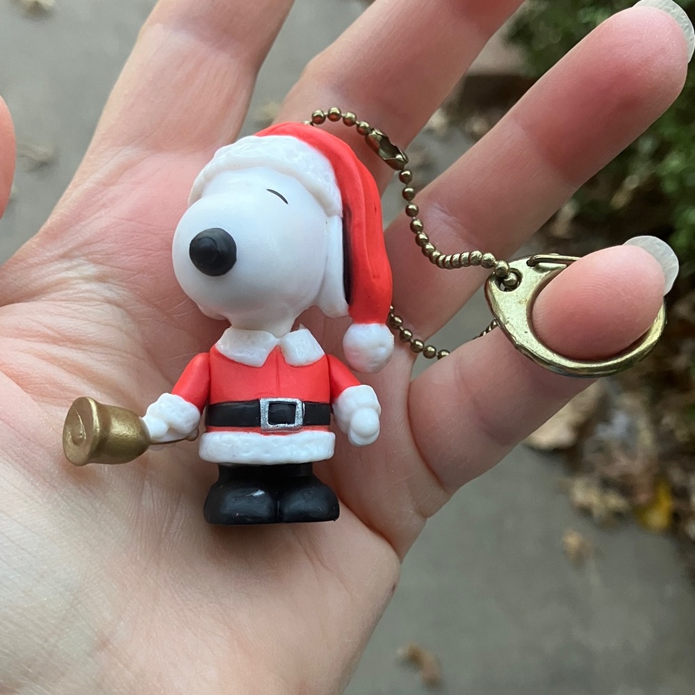 EUC Peanuts Snoopy Santa Keychain/Clip-on in Red and White